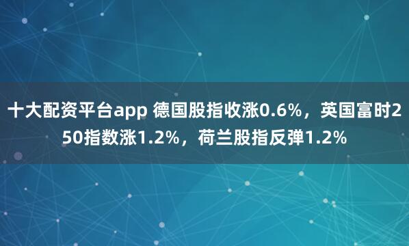 十大配资平台app 德国股指收涨0.6%，英国富时250指数涨1.2%，荷兰股指反弹1.2%